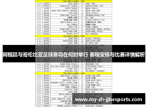 阿根廷与哥伦比亚足球赛将在何时举行 赛程安排与比赛详情解析 阿根廷与哥伦比亚足球赛将在何时举行 赛程安排与比赛详情解析